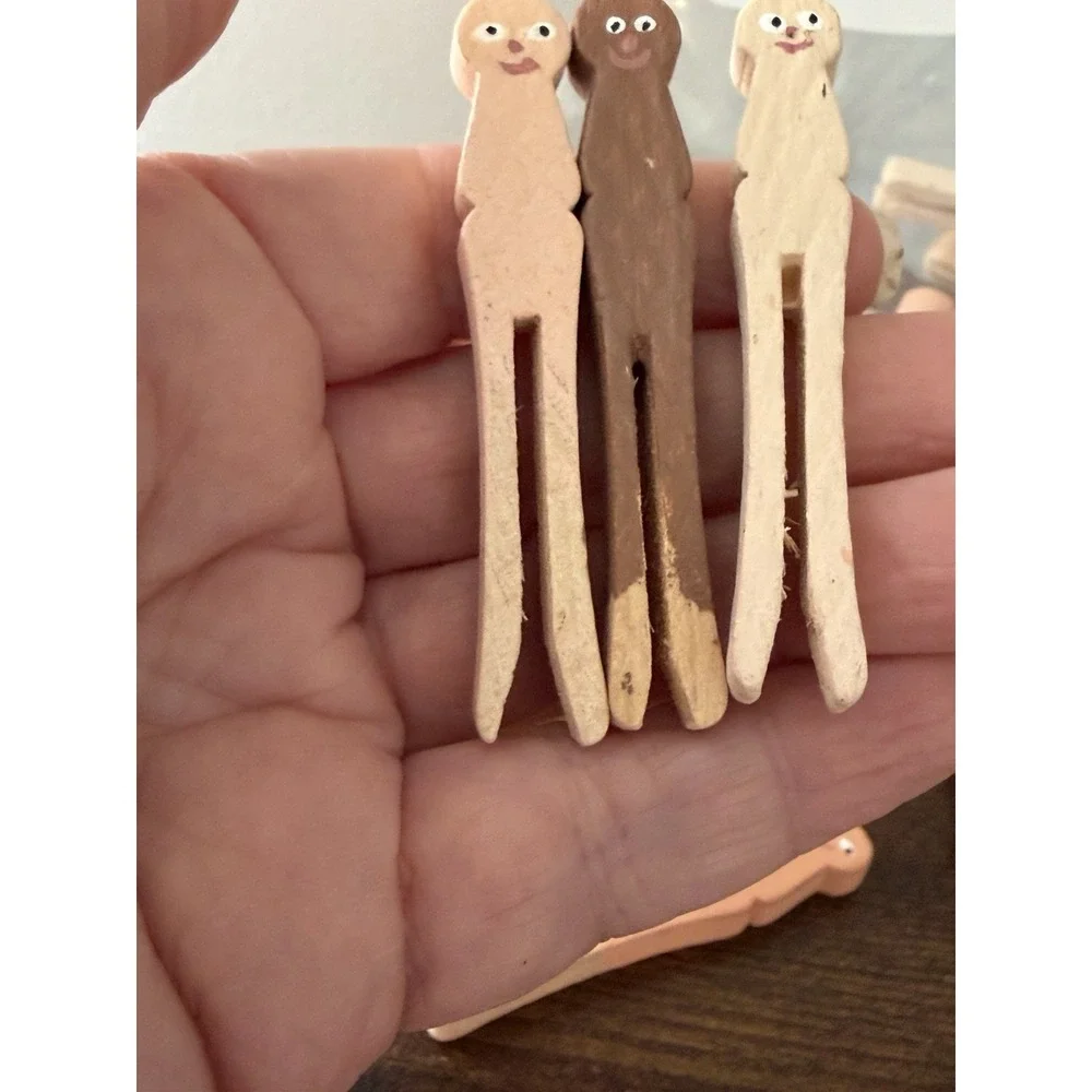 Lot 50‎ Vintage Wooden Clothespin Peg People Handpainted Waldorf Craft